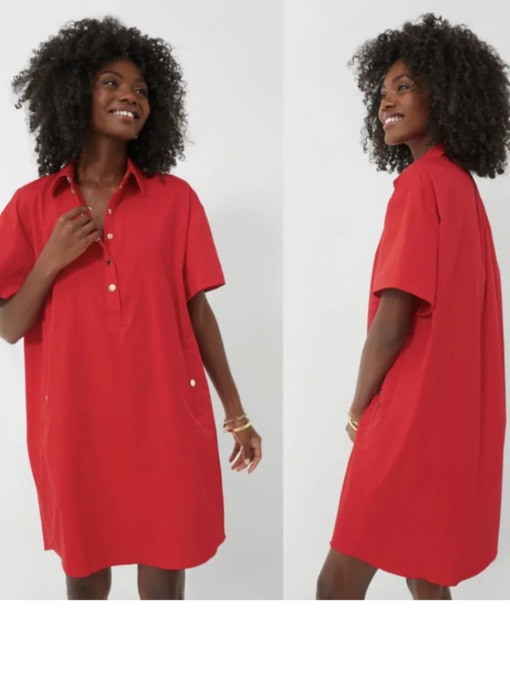 Pomander Place XXXL red dress short sleeve gold buttons pockets Oakly